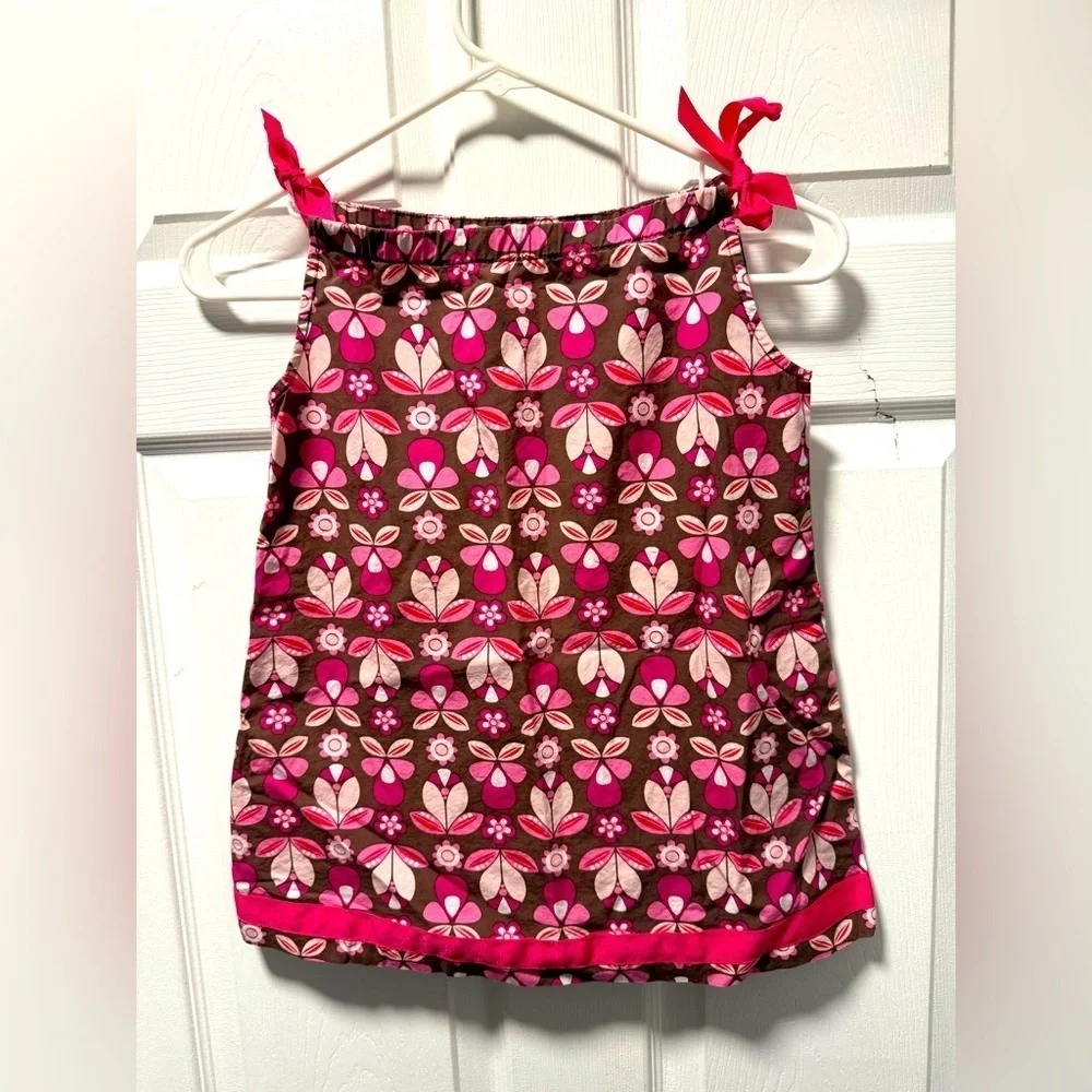 Hanna Andersson Floral Sleeveless Pillowcase Dress Girls Size 100 (4)